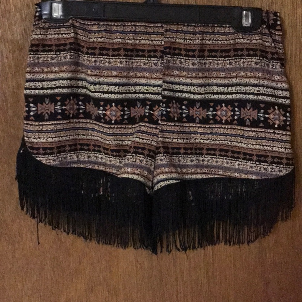 Aztec fringe shorts